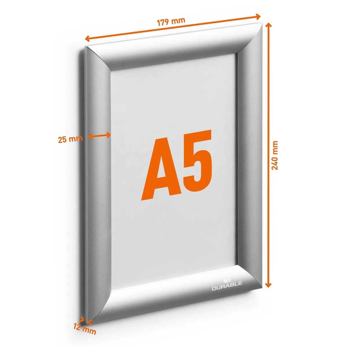 Durable Cornice a scatto in alluminio A5, fissaggio con bande biadesive o viti, 1 pezzo, argento, 479523