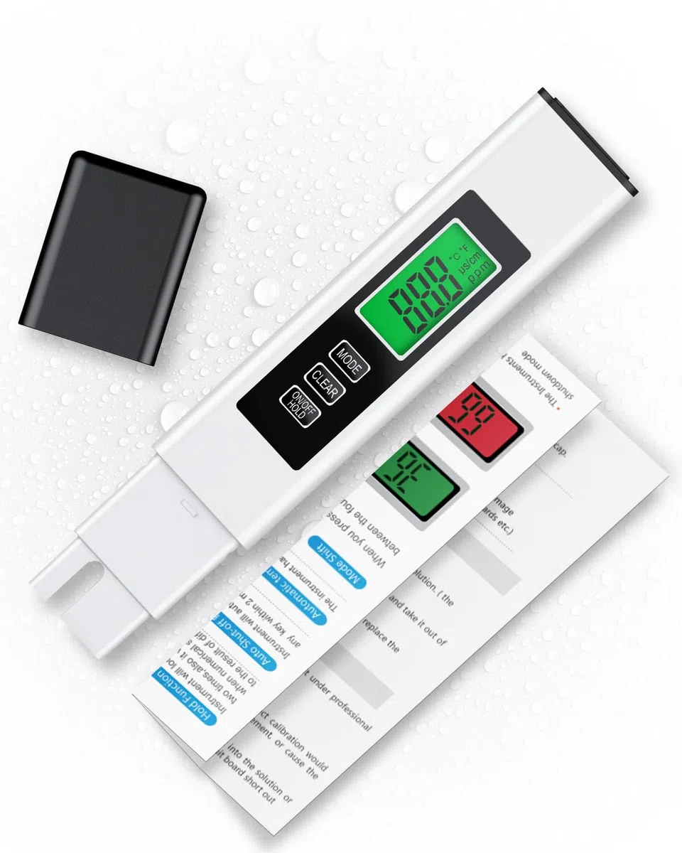 Pawfly 3 in 1 TDS Tester digitale dell'acqua, misuratore temperatura TDS EC (℃/℉), misuratore test dell'acqua rapido preciso, tester della qualità dell'acqua 0 a 9999 ppm, acquario piscina potabile