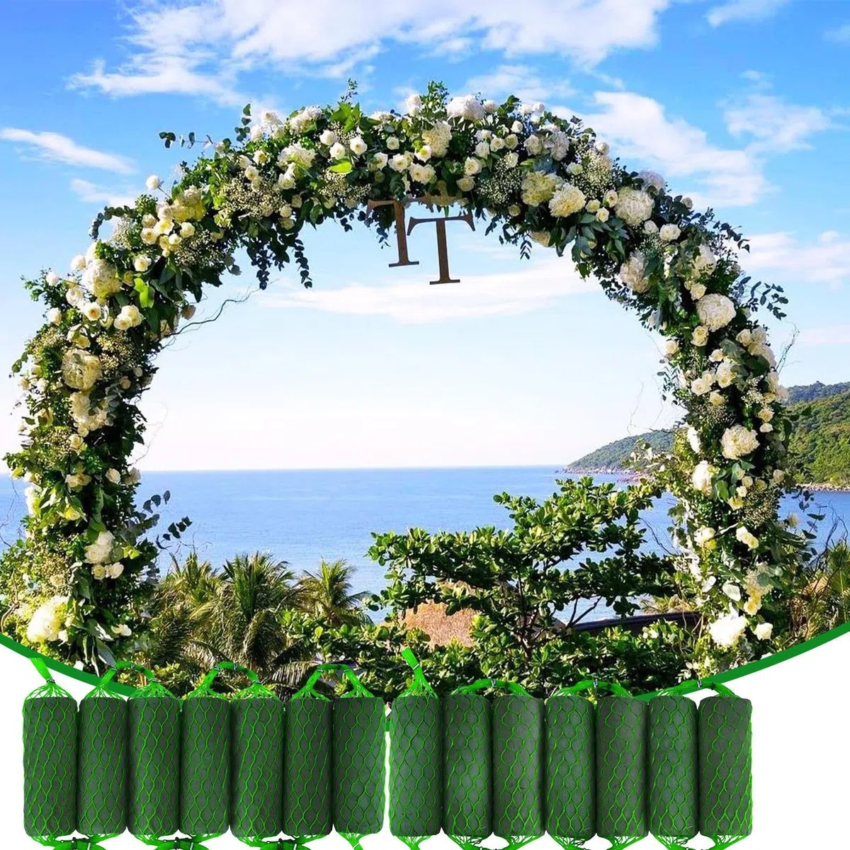 Ghirlanda in spugna di polistirene, 5 x 13 cm, verde, 14 pezzi, per interni ed esterni, per fioristi, eventi, ghirlande, banchetti, celebrazioni