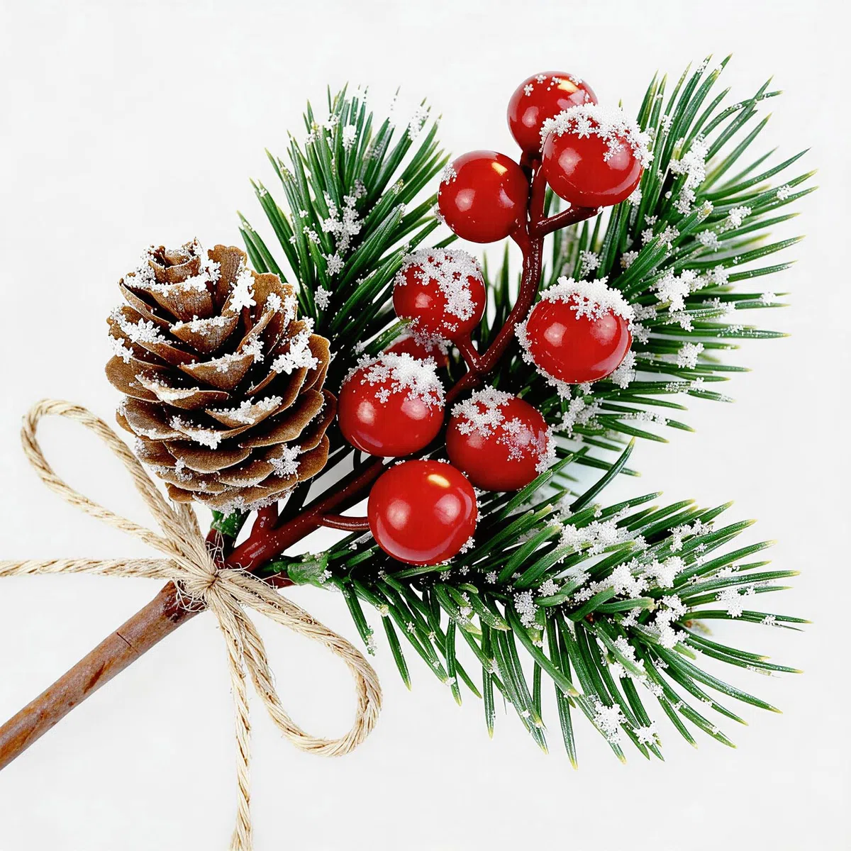FUTERLY 10 Bacche Rosse Natalizie and Rami Decorativi Natalizi,Pigne Decorative Natalizie,Agrifoglio Natalizi,Albero di Natale Decorazione