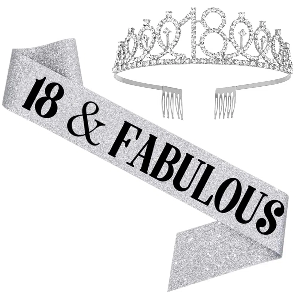 18 Anni Compleanno Coroncina e Fascia,Tiara Coroncina Principessa Decorazioni,Cristallo corone di Strass e Fascia di Compleanno delle Donne per la Festa di compleanno delle Ragazze