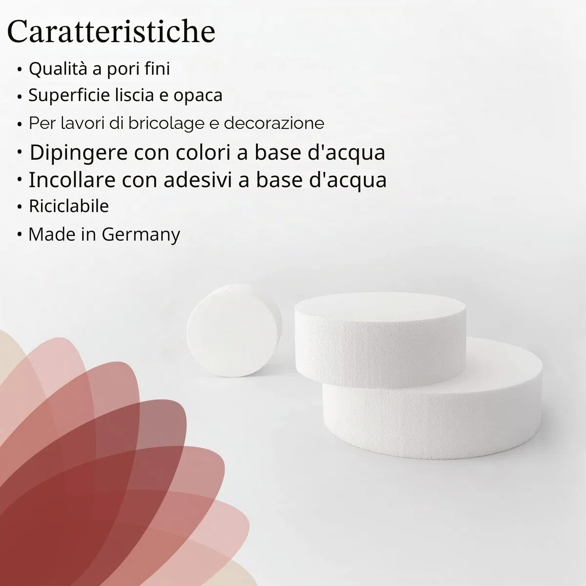 MCE-Commerce Set di torte in polistirolo, 3 piani, altezza 7 cm, 10 cm, 15 cm, 20 cm, EPS, bianco, 10cm 15cm 20cm