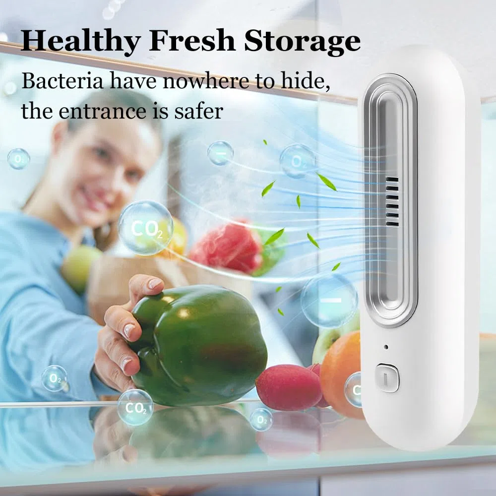 Deodorante per Frigorifero, Generatore di Ozono, Odor Eliminator, Purificatore per Frigorifero Portatile per Frigo, Scarpiera, Guardaroba