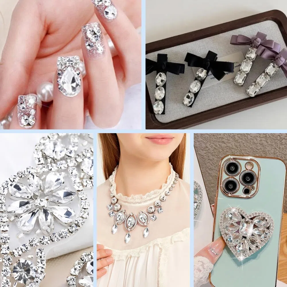 130 Pezzi Pietre Strass da Cucire Su Tessuti,Strass per Scarpe Decorazioni,Passamaneria con Strass per Abbigliamento,Brillantini Vestiti Accessori per Fai Da Te,Abito da Sposa,Gioielli,Borse