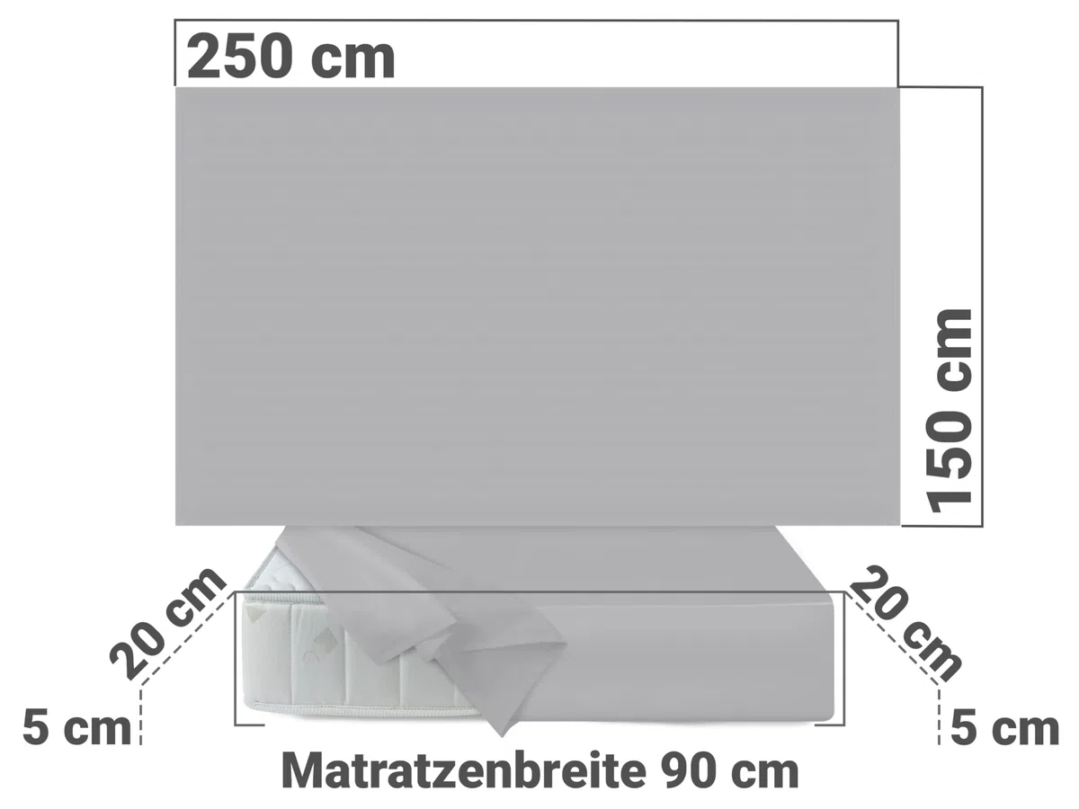 Lenzuolo – 100% cotone – Disponibile in 5 diversi colori e in 3 diverse misure – Senza elastico., argento, ca. 150 x 250 cm
