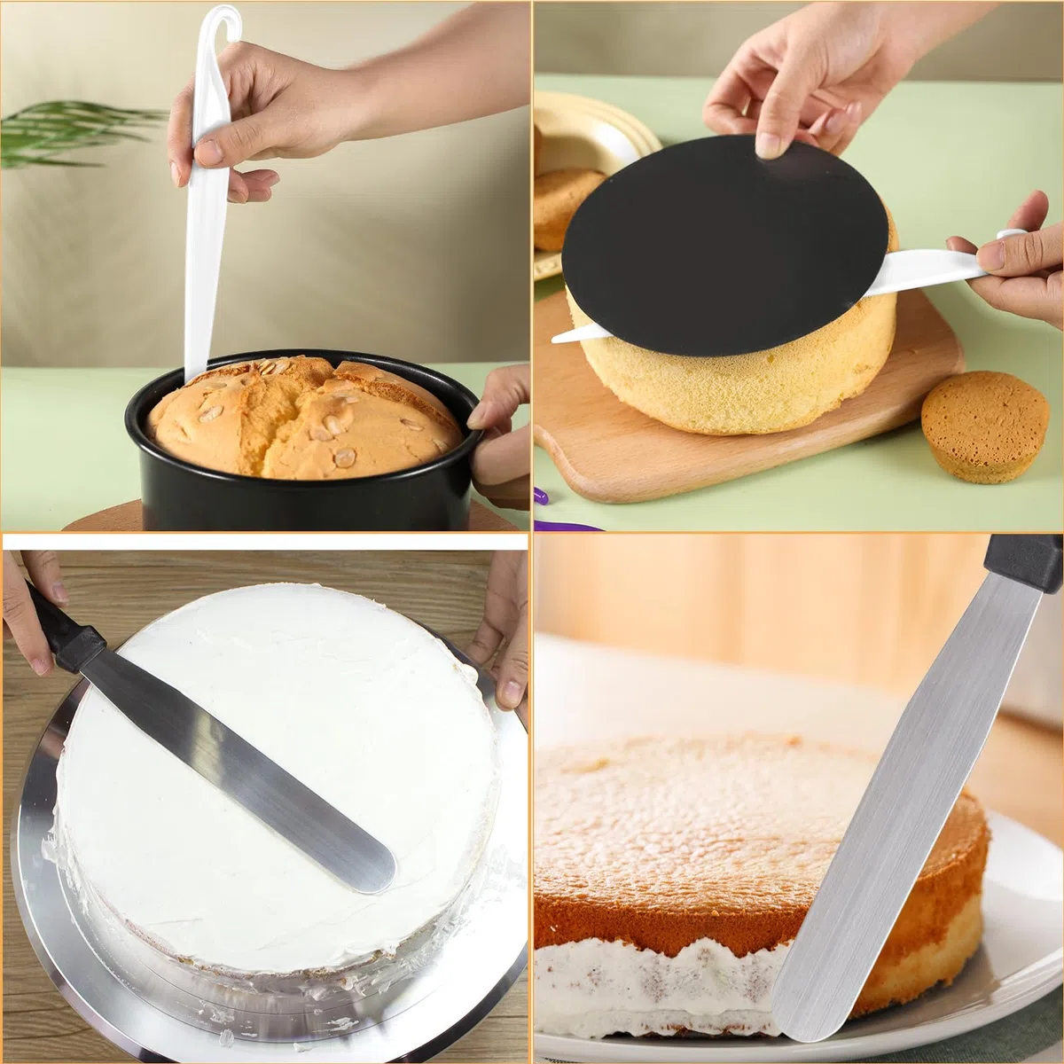 Stampo Rettangolare Torta, Anello per Dolci in Acciaio Inox con Divisore e Spatola, Regolabile 18-33 cm x 28-53 cm, Altezza 5 cm, Anello per Torte per Dolci, Pasticceria, Torte