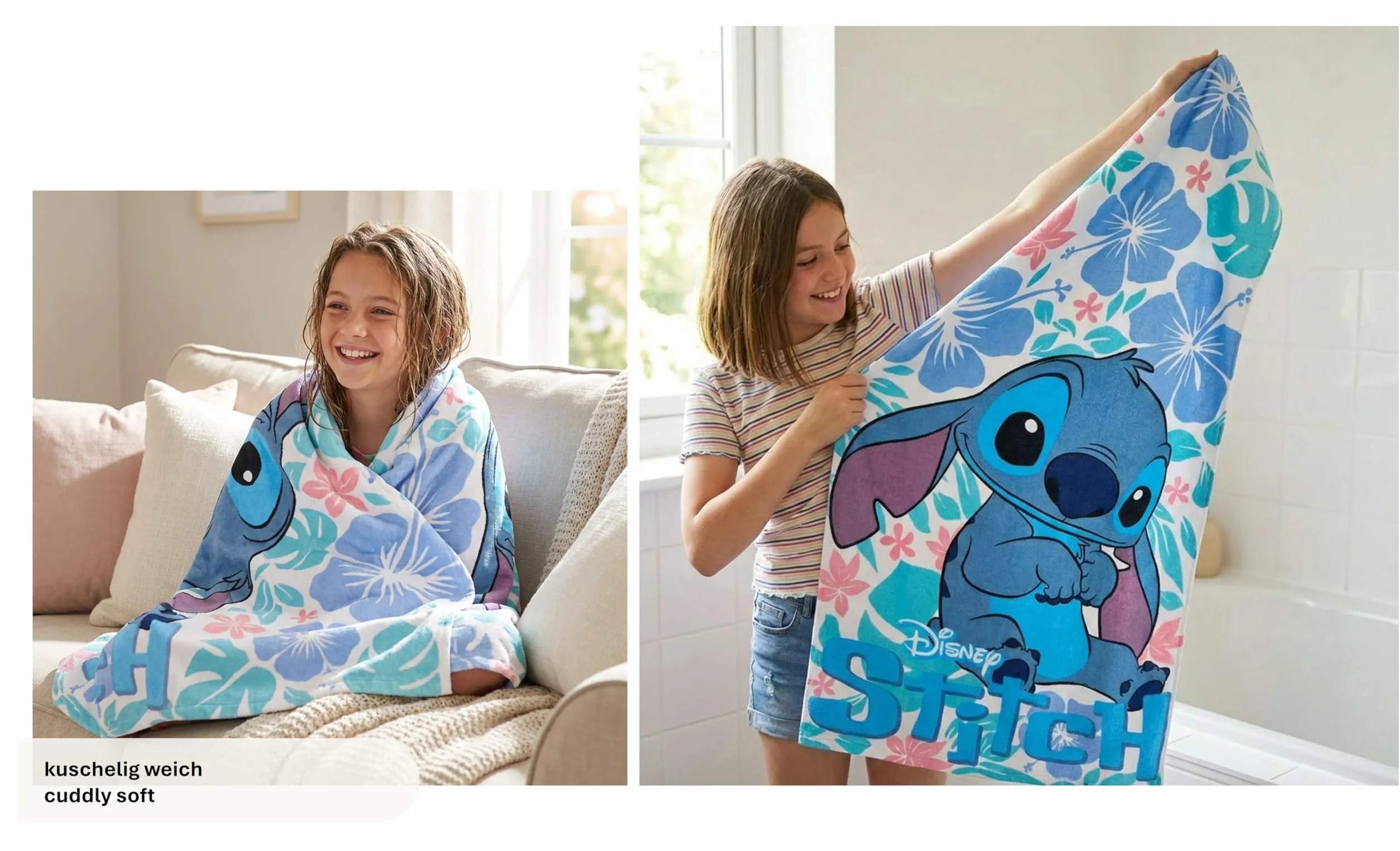 Theonoi Disney Lilo und Stitch - Asciugamano da bagno per bambini, 70 x 140 cm, 100% cotone, per ragazzi e ragazze, standard Öko Tex
