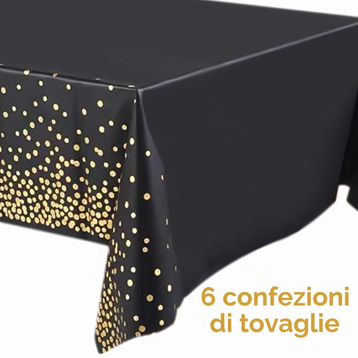 Nizirioo 6 tovaglie usa e getta, impermeabili, rotolo di carta, per feste, a pois, rettangolare, adatta per decorazioni di compleanno, matrimonio, 137 x 274 cm (nero)