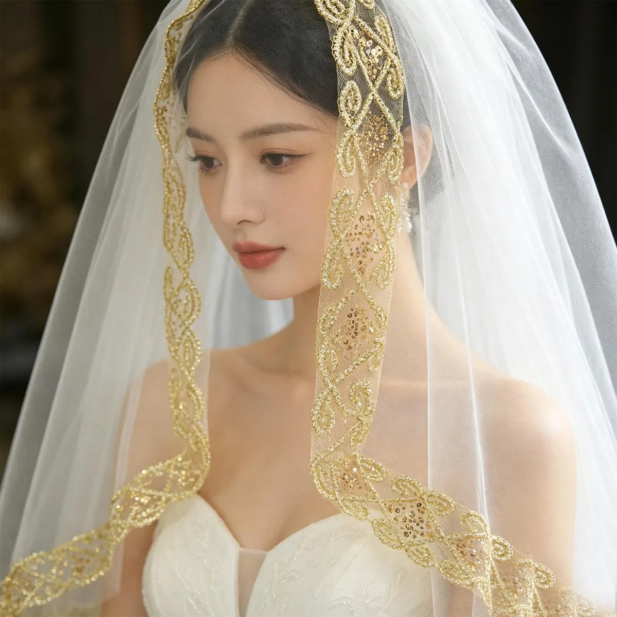 10 Yards Pizzo dorato, Nastro in Tessuto con Paillettes Glitterate, per Artigianato Abbigliamento Matrimonio Fai da Te Bouquet da Sposa Abbellimenti (9 m x 6 cm, Oro)