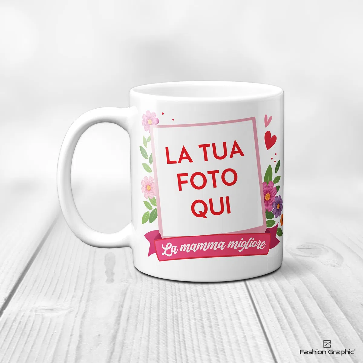 Fashion Graphic Tazza Personalizzata con Foto per la Festa della Mamma, Regalo Donna, Regalo Mamma, Tazza Colazione, Mug Stampa Foto Regali Personalizzati