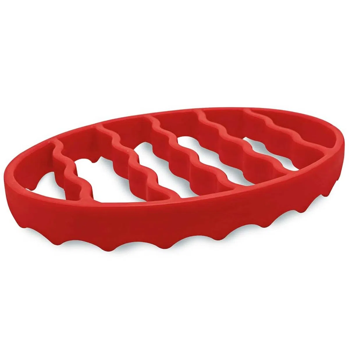 Griglia per arrosti in silicone 7x8x1 Griglia ovale resistente al calore Lavabile in lavastoviglie e adatta al microonde per pentola a cottura lenta, pentola a pressione, forno e altro, Rosso