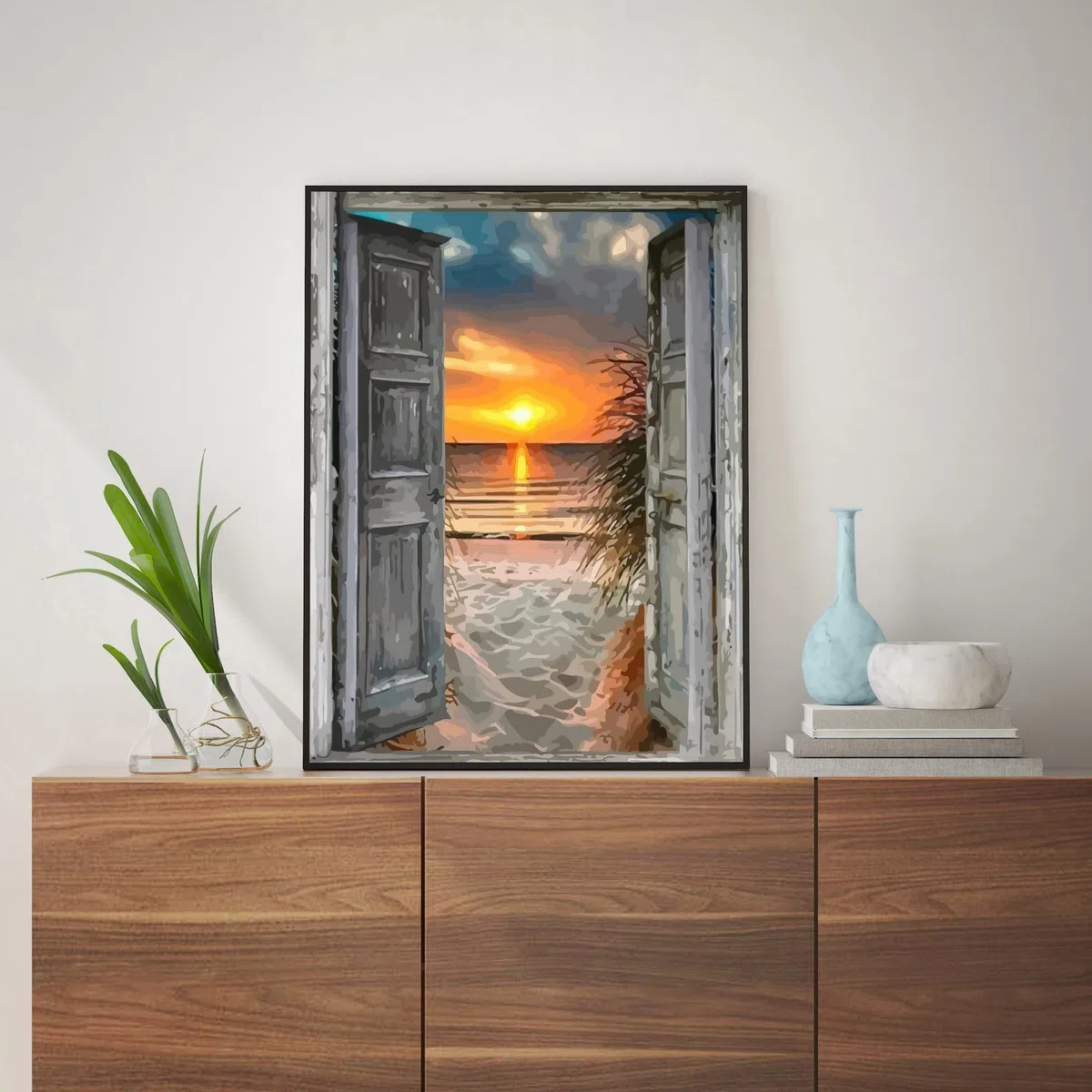Hjjdiyes Dipingere con i numeri, adulti, tramonto al mare, fai da te, dipinto a mano, kit per pittura a olio, con tela senza pieghe, pennelli e vernice acrilica, paesaggio come regalo, 40 x 50 cm