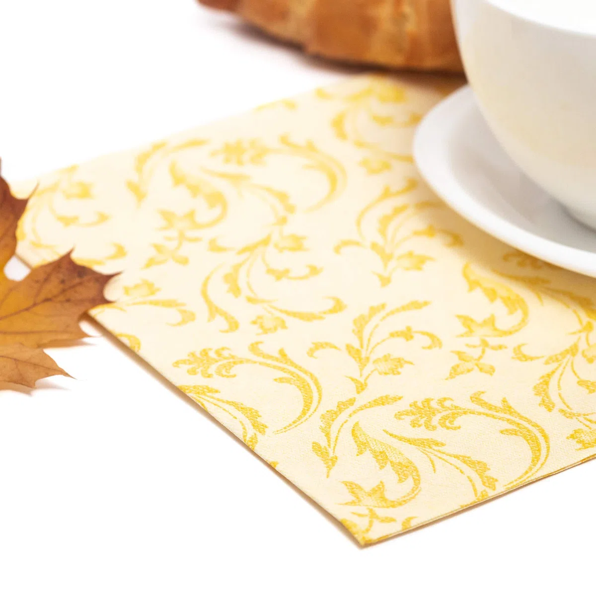 Papstar, 50 tovaglioli Royal Collection 1/4 Piega 40 cm x 40 cm Giallo Damascato, #84996