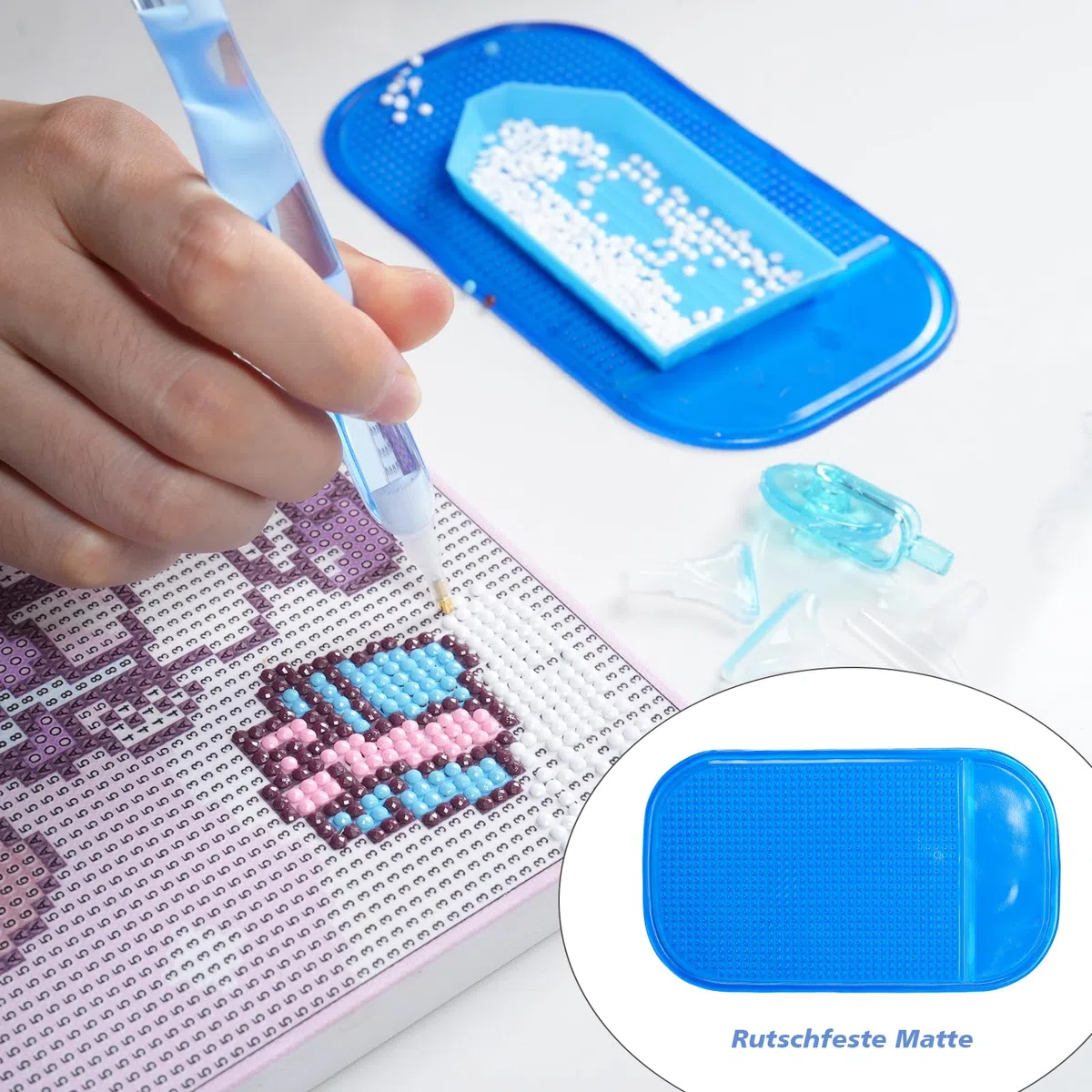DONQL Diamond Painting Accessori Penna, Penna in Resina Penna per Pittura con Diamante, DIY Penna Diamond Painting Kit, 5D Diamond Painting Penna con 6 Teste di Penna per Embroidery e Nail Art