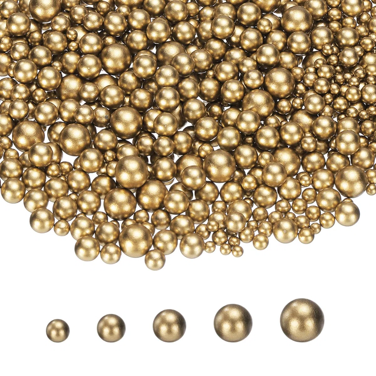 PATIKIL 1000 Pcs Perle Finte Senza Foro, 3mm 4mm 5mm 6mm 8mm Mini Perle Tonde Per Artigianato Gioielli Decorazioni Unghie Riempimento Vasi Compleanni Matrimoni Feste, Oro Scuro