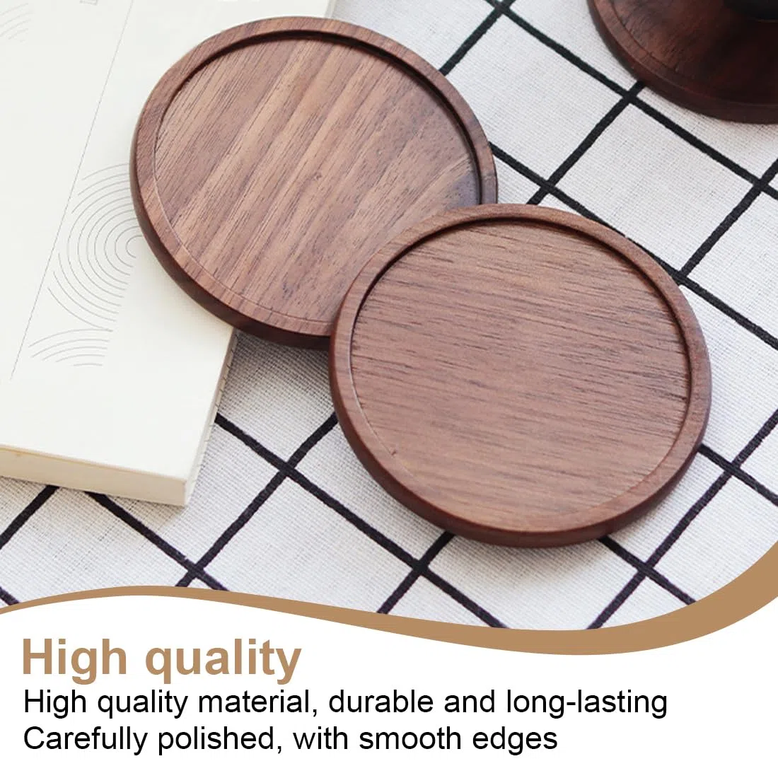 Set da 2 Sottopiatti per Candele in Legno di Acacia - Rotondi Porta Candele per Candele a Colonna, Candele Battesimali, Portacandele (fino a 7 cm di Diametro) (6cm, 7cm)