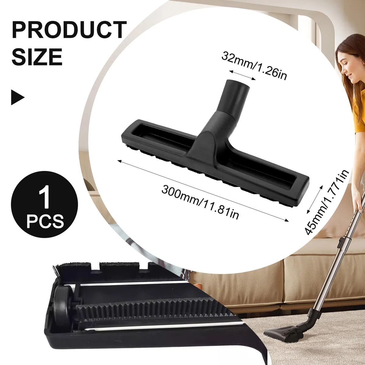 Spazzola universale da 35 mm, per aspirapolvere, bocchetta per pavimenti duri, ricambio per aspirapolvere, compatibile con Kärcher/Bosch/Siemens/Samsung/Metabo/Medion/Philips/Miele/Dirt Devil