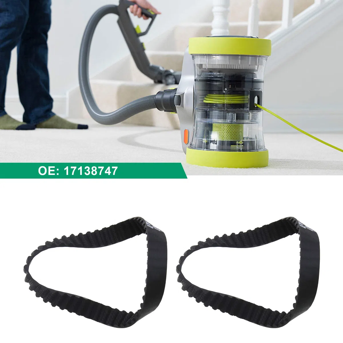 2 cinghie dentate per aspirapolvere HTD3M-147-6 17138747 in gomma per cinghie dentate compatibili con Vax Blade 24V Cordless 32V TBT3V1B1