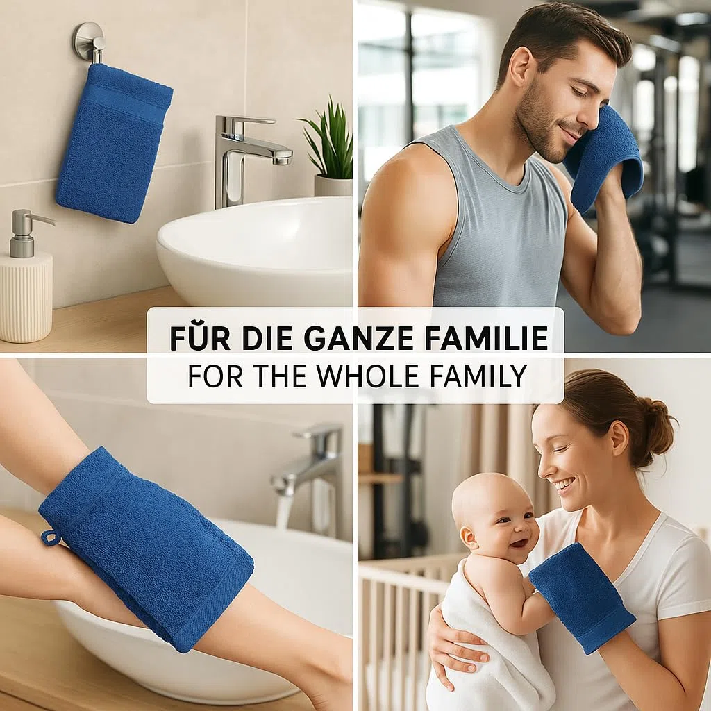 Betz 10 guanti da bagno manopola Palermo 100% cotone misure 16 x 21 cm colore blu