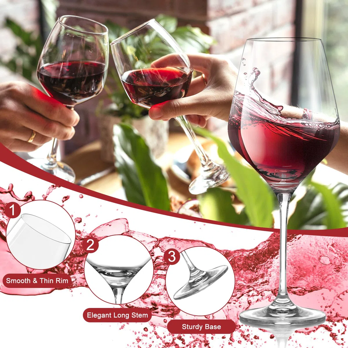 ZoneYan Calici Plastica Rigida Lavabili, 2 Pezzi Calici Vino Plastica 420ml, Bicchieri Plastica Rigida Lavabili, in Tritan, BPA-Free, Bicchieri Vino Rosso, Vino Bianco (A)