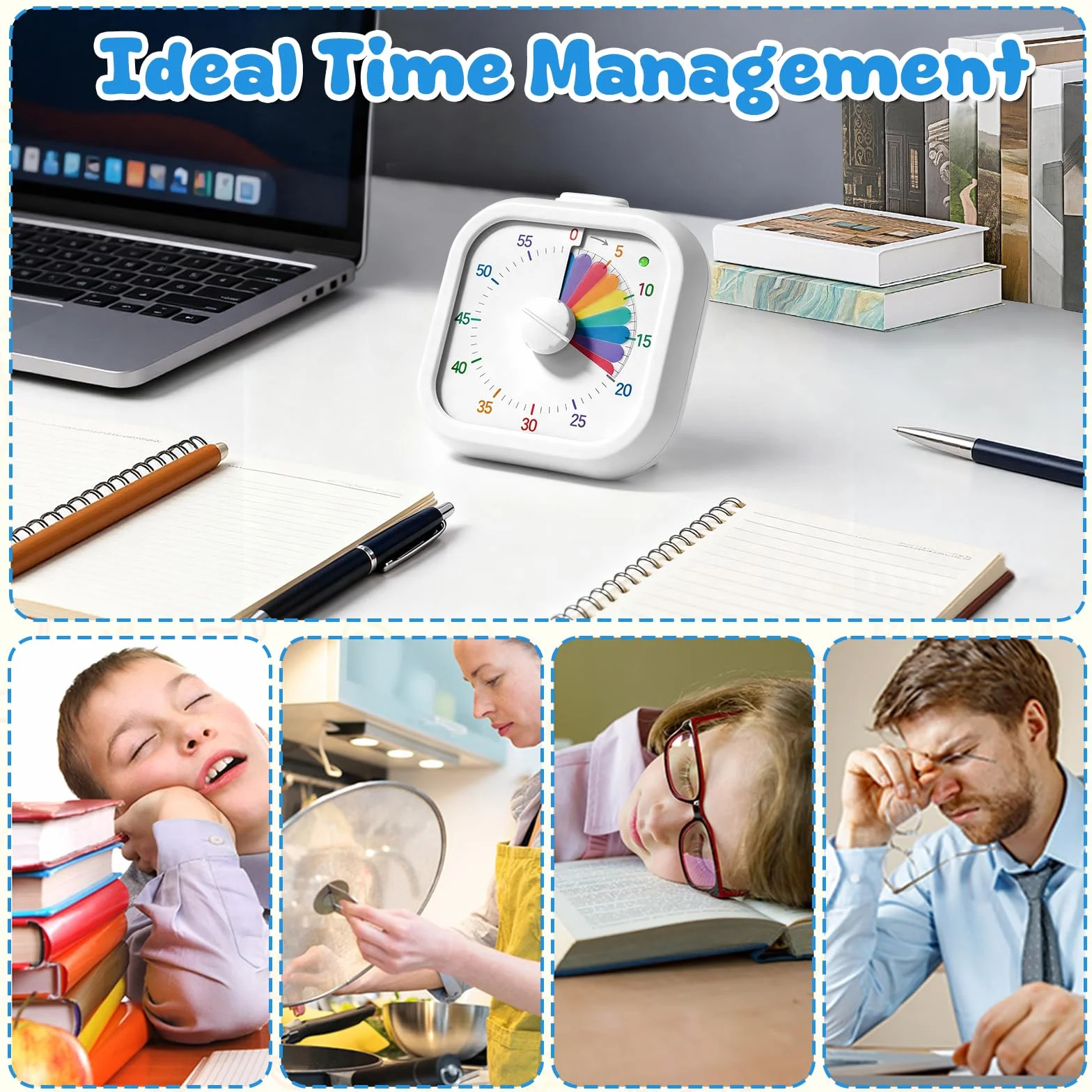 Timer Visivo Rainbow, Timer con Conto Alla Rovescia da 60 Minuti| Funzionamento silenzioso con allarme opzionale | Ideale per aule scolastiche studio cucina ufficio domestico e gestione del tempo