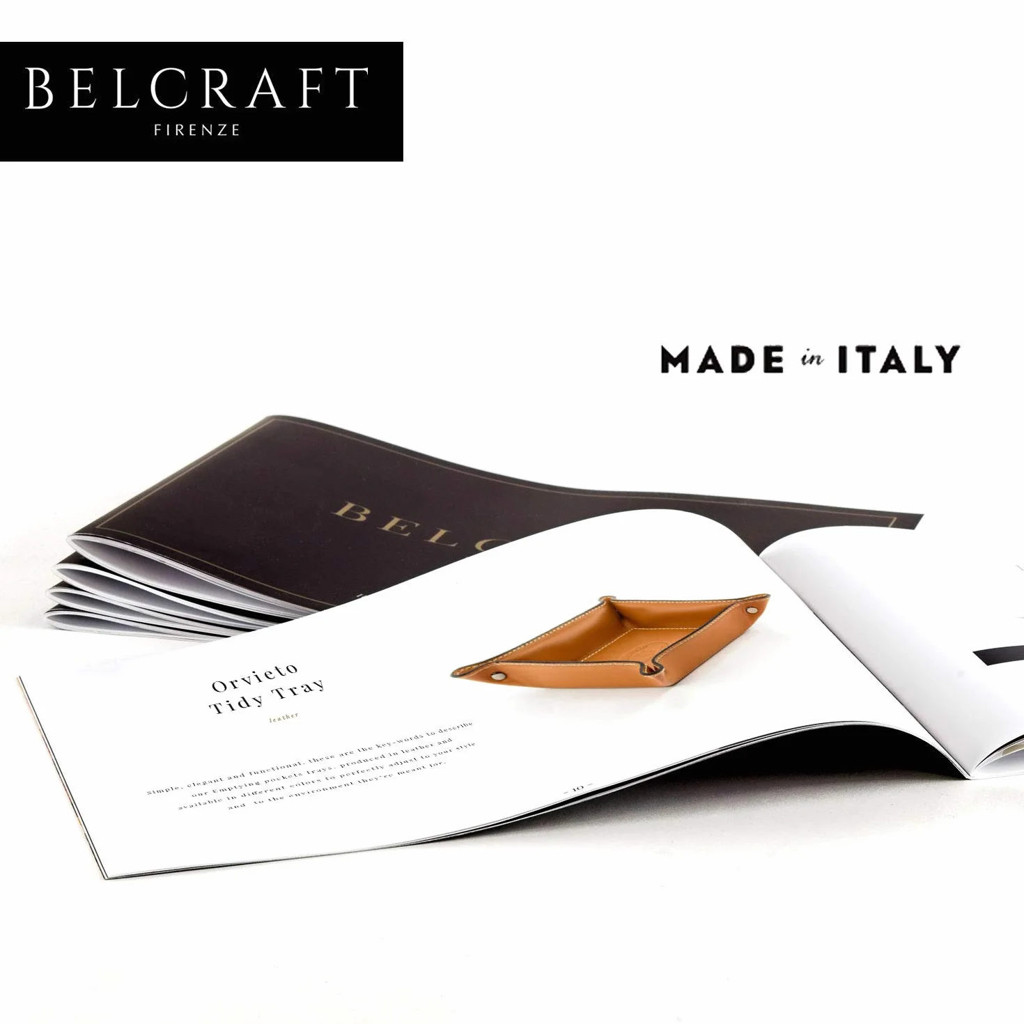 Belcraft Orvieto Svuotatasche in Pelle, Realizzato a mano da Artigiani Toscani, Porta Oggetti, Tortora (28x19 cm)