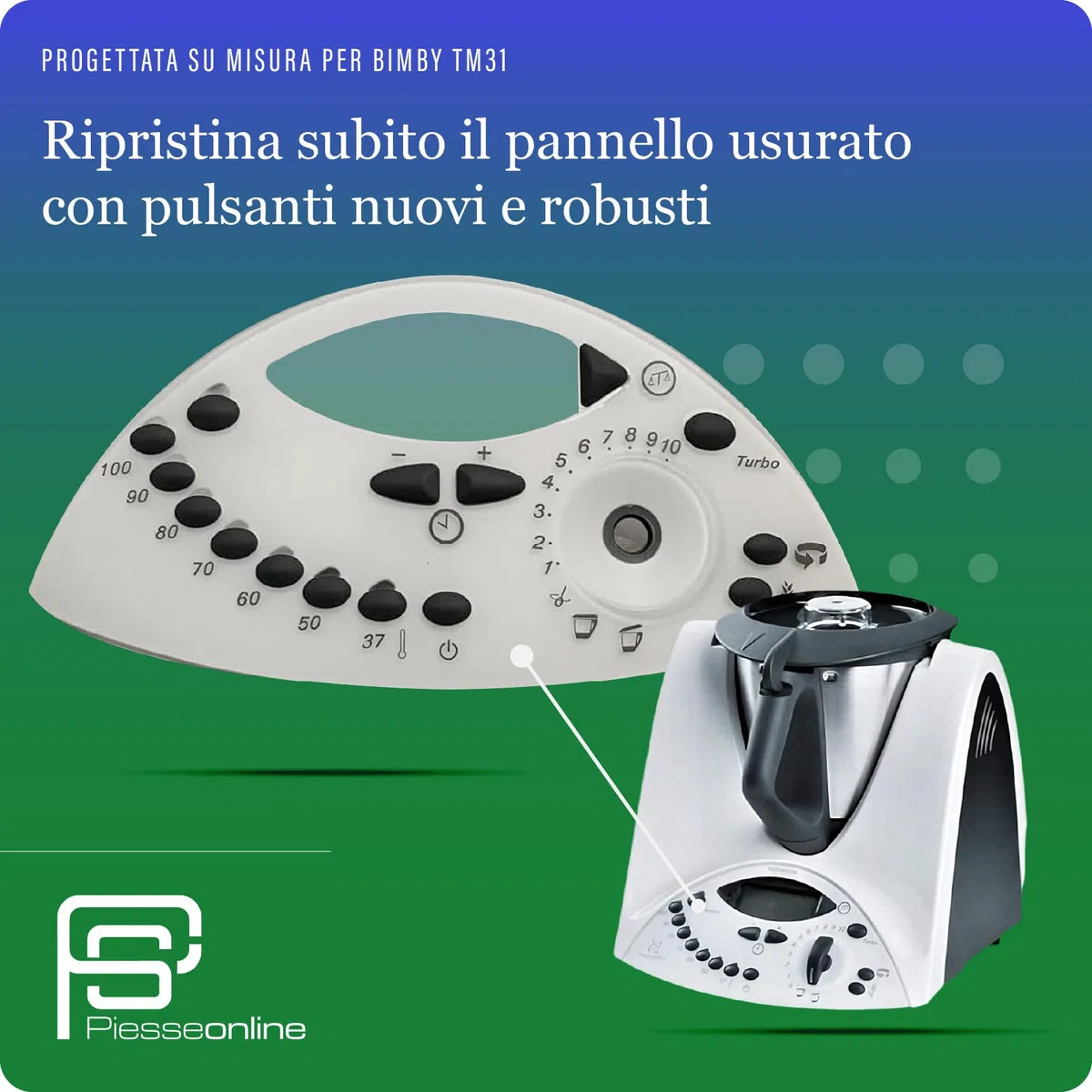 Mascherina Bimby TM31 Compatibile - Facile da Installare - Completa di Tasti - Protegge il Robot da Cucina da Schizzi e Umidità - Aderenza Perfetta, Stabile e Resistente