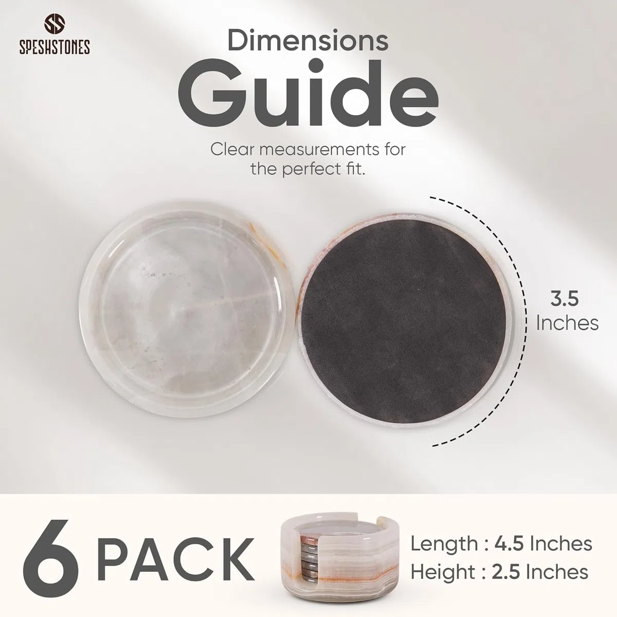 Radicaln Set di sottobicchieri rotondi in marmo per bevande da 8,9 cm in onice verde, fatti a mano, set di sottobicchieri da ufficio, contenitori da cucina, sottobicchieri (White Onyx)
