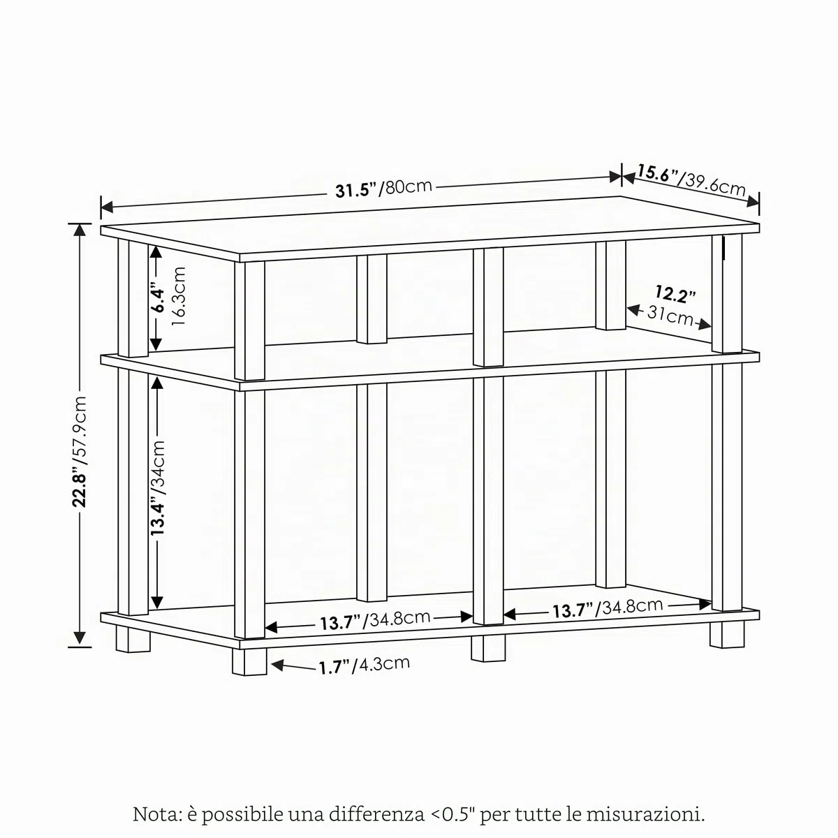 Furinno Romain Turn-N-Tube Supporto TV per TV fino a 40 pollici, Espresso/Nero