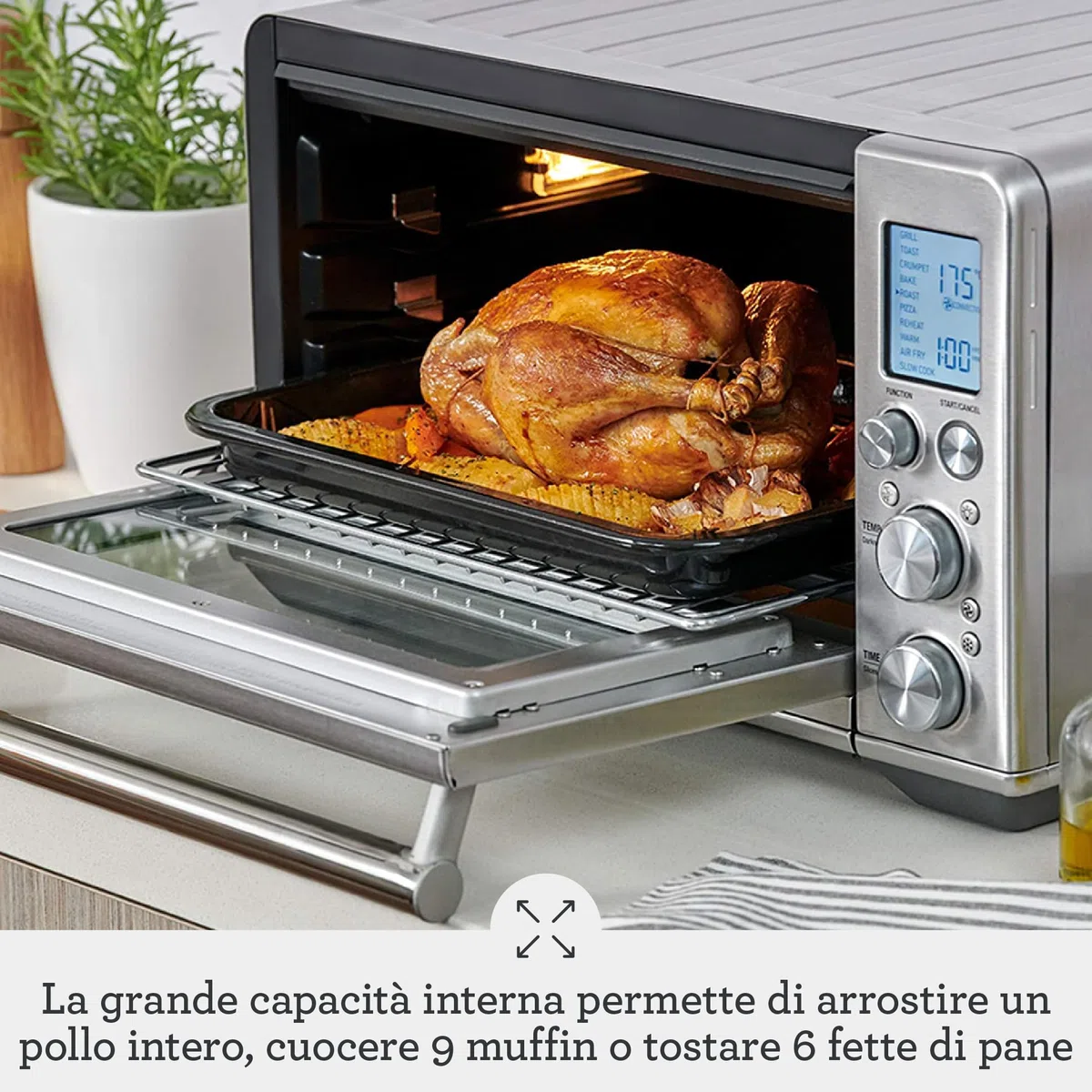 Sage - The Smart Oven Air Fryer - Tosta, Griglia, Cuoce, Arrostisce, Frigge All'Aria, Riscalda e Cuoce Lentamente - Acciaio Inox Spazzolato