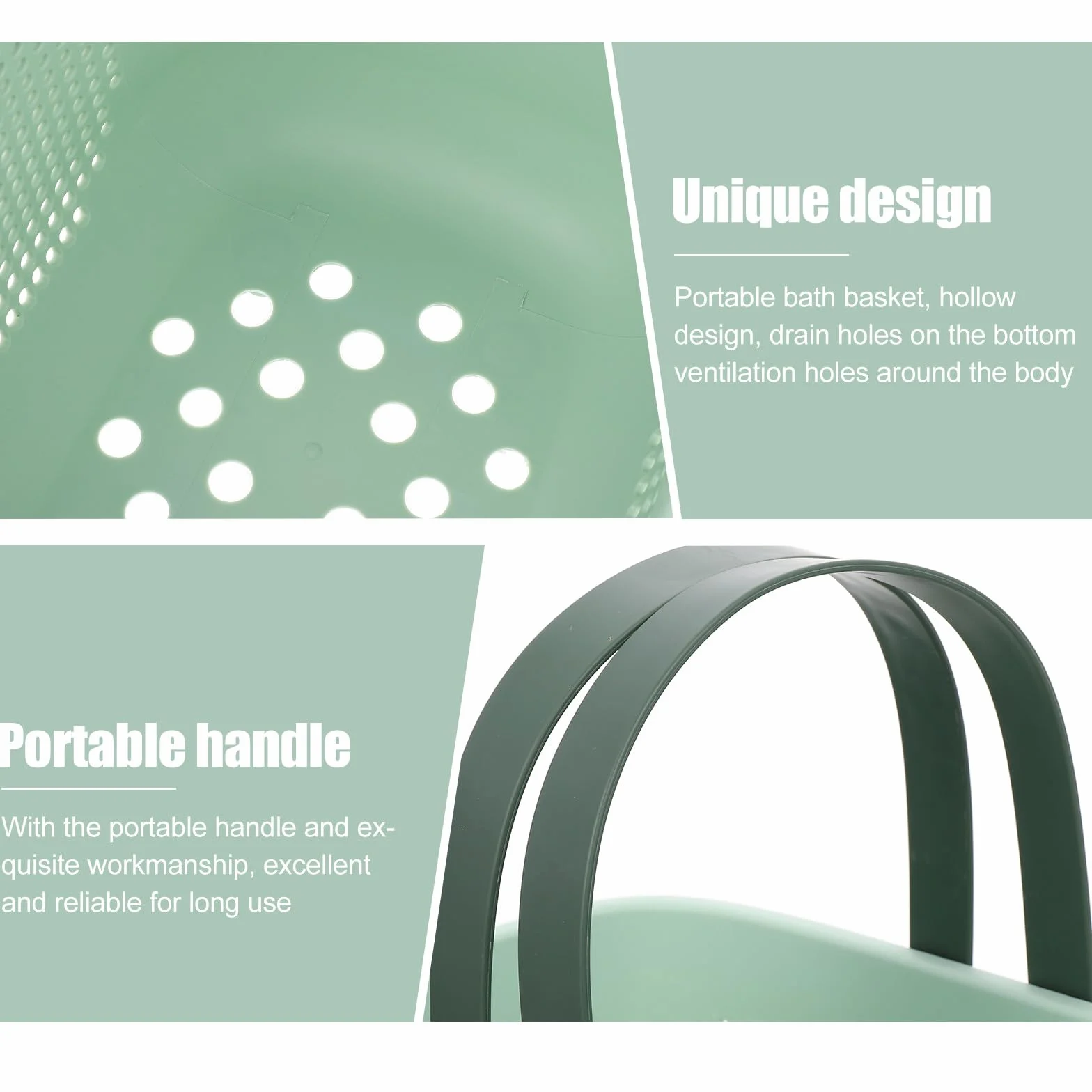 Cestino da Bagno Portatile Grande Capacità Manici in Silicone Design Scavato Organizer per Doccia e Cosmetici