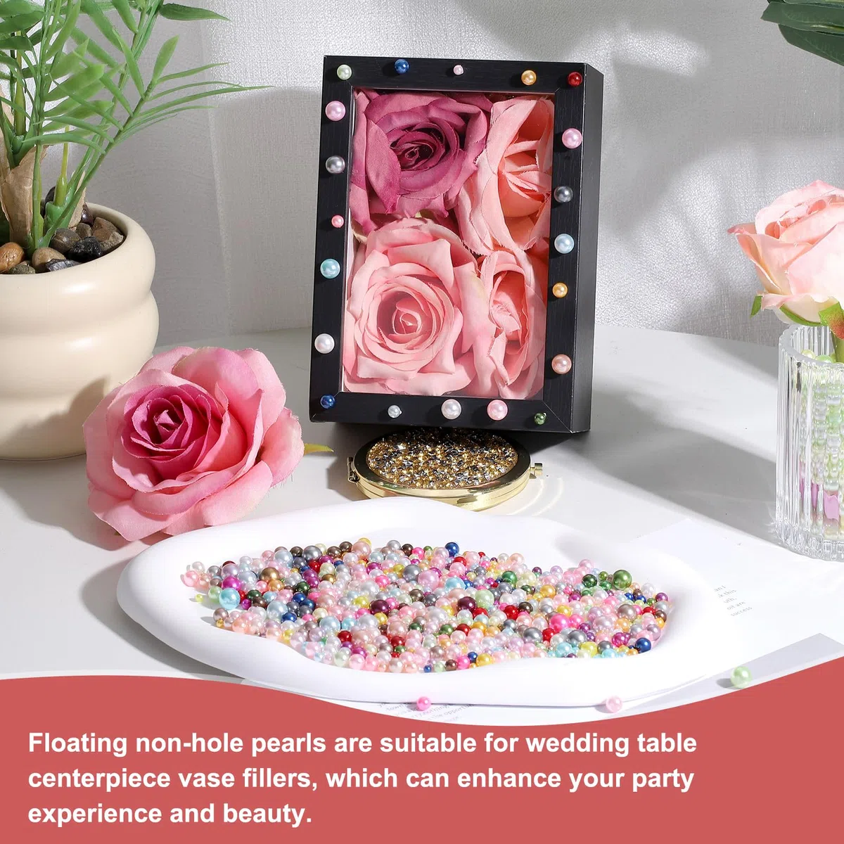 PATIKIL 1000 Pcs Perle Finte Senza Foro, 3mm 4mm 5mm 6mm 8mm Mini Perle Tonde Per Artigianato Gioielli Decorazioni Unghie Riempimento Vasi Compleanni Matrimoni Feste, Oro Scuro