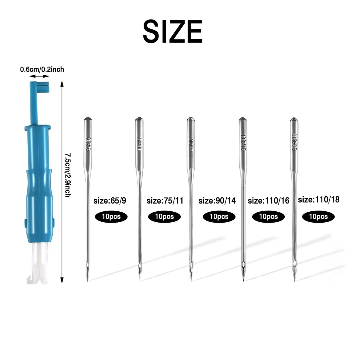 50 Aghi per Macchina da Cucire 65/9 75/11 90/14 100/16 110/18 Aghi Jersey per Singer Macchina da Cucire Universali Macchine da Cucire con Infila Ago per Macchine da Cucire Domestiche Tessuti Diversi