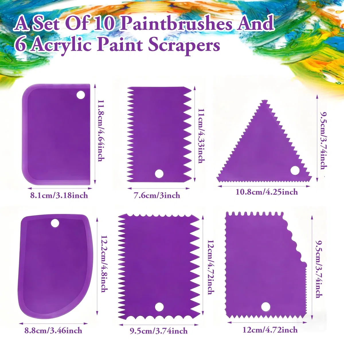 Coltello da pittura, spatola per pittura acrilica, set di spatole 25 pezzi accessori per pittura acrilica, 9 coltelli da tavolozza per pasta strutturale+10 set di pennelli per pittura+6 raschietti