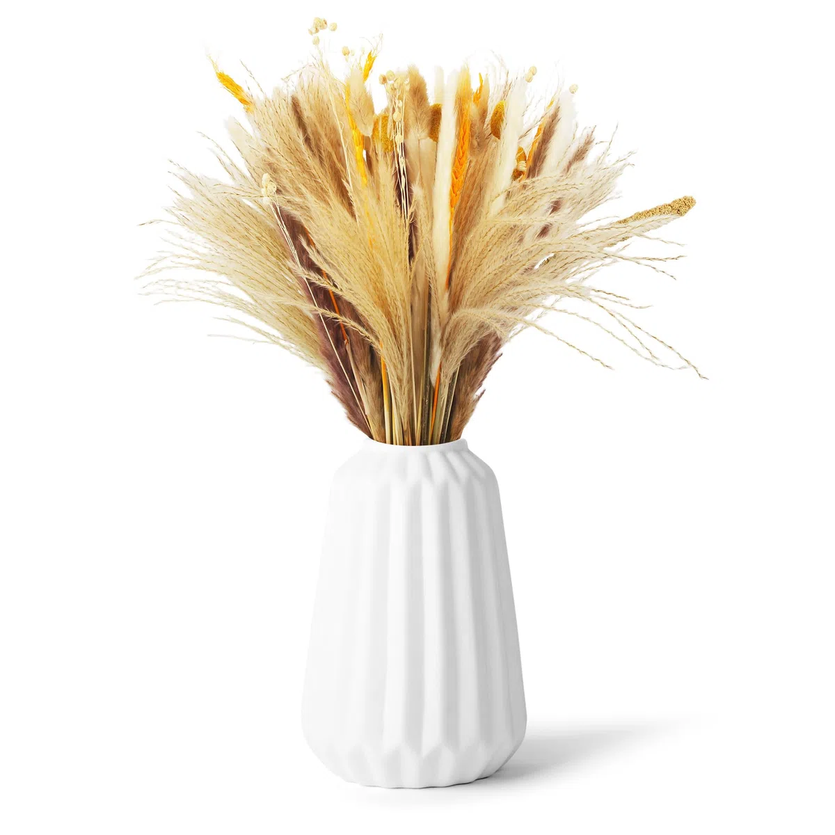 100 bouquet di erba di Pampas Decorative, erba di coda di coniglio e fiori di canna essiccati misti, adatti per composizioni nuziali, decorazioni da tavola, case in stile country e feste di Natale