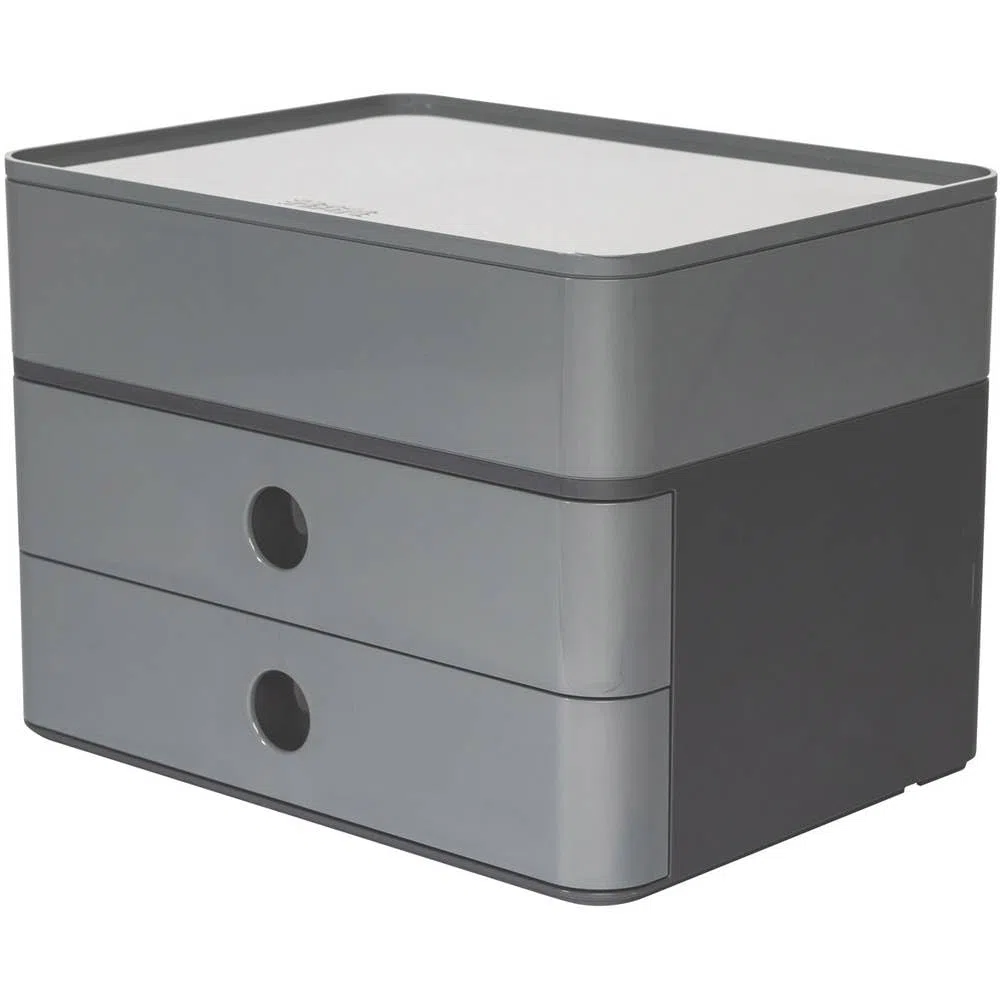 HAN 1100-19 - Cassettiera SMART-BOX PLUS ALLISON, design moderno, con 2 cassetti e porta utensili, colore: granite grey