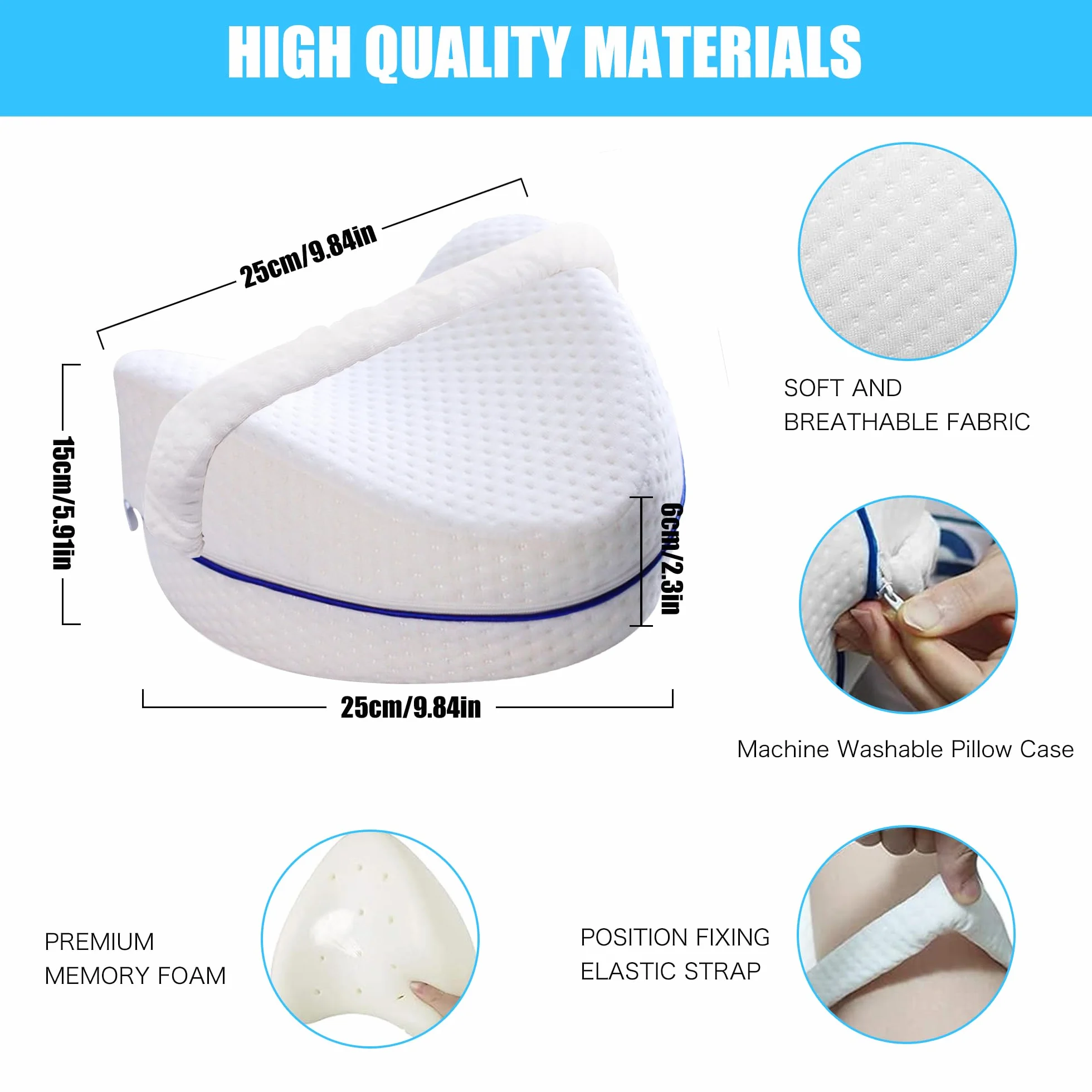 JAADU Cuscino Ortopedico Gambe, Cuscino per Ginocchia con Schiuma Memory Foam, Design a Cuore Doppia Faccia, per Dormire sul Fianco, Allevia Sciatica e Dolori alle Gambe