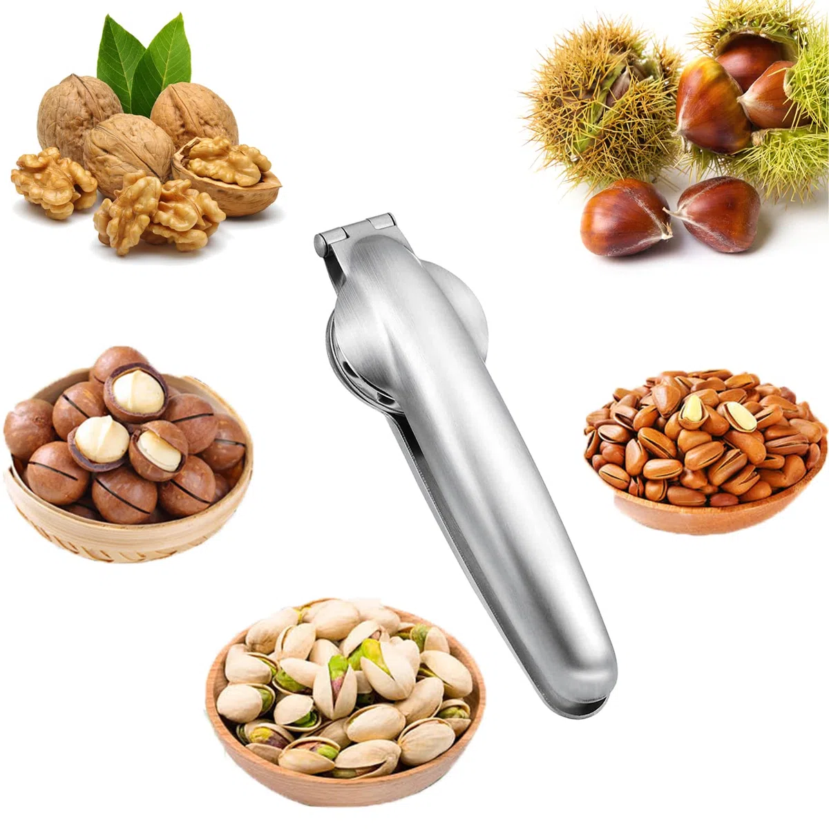 Castagno Clip,Castagne Schiaccianoci in Acciaio Inox,Castagna Opener Pinza Castagne Multifunzione Taglio della Castagna,per Castagne Utensili Cucina