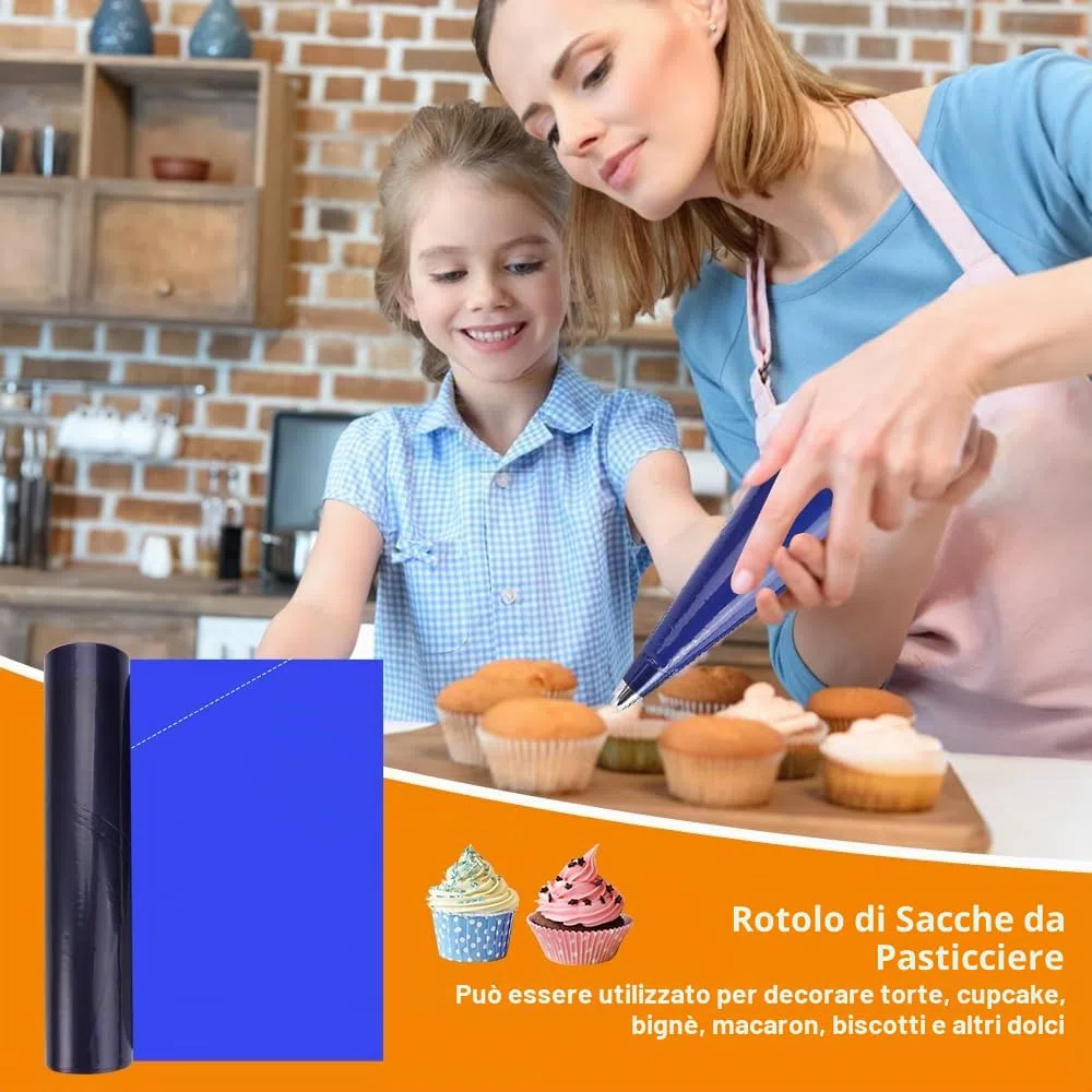 50 Pezzi sac a Poche Grandi, 52x25 cm Extra Large Sacchetti per Pasticceria | Sacca à Poche Monouso Grande Blu, per Decorazione Dolci, Torte, Cupcakes