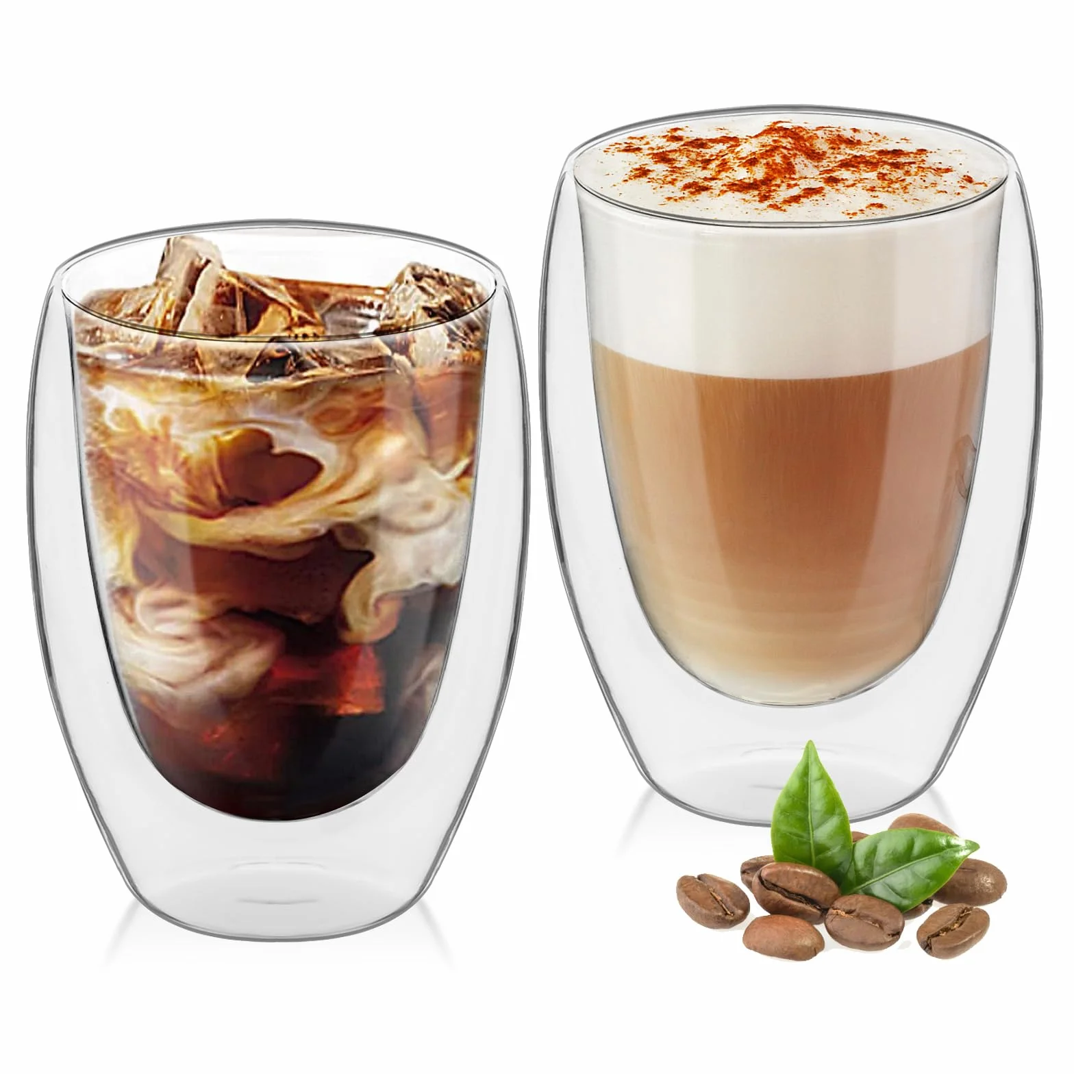 MumdoYAL Bicchieri per Latte Macchiato a doppia parete, eleganti e pratici (2 * 350ml)