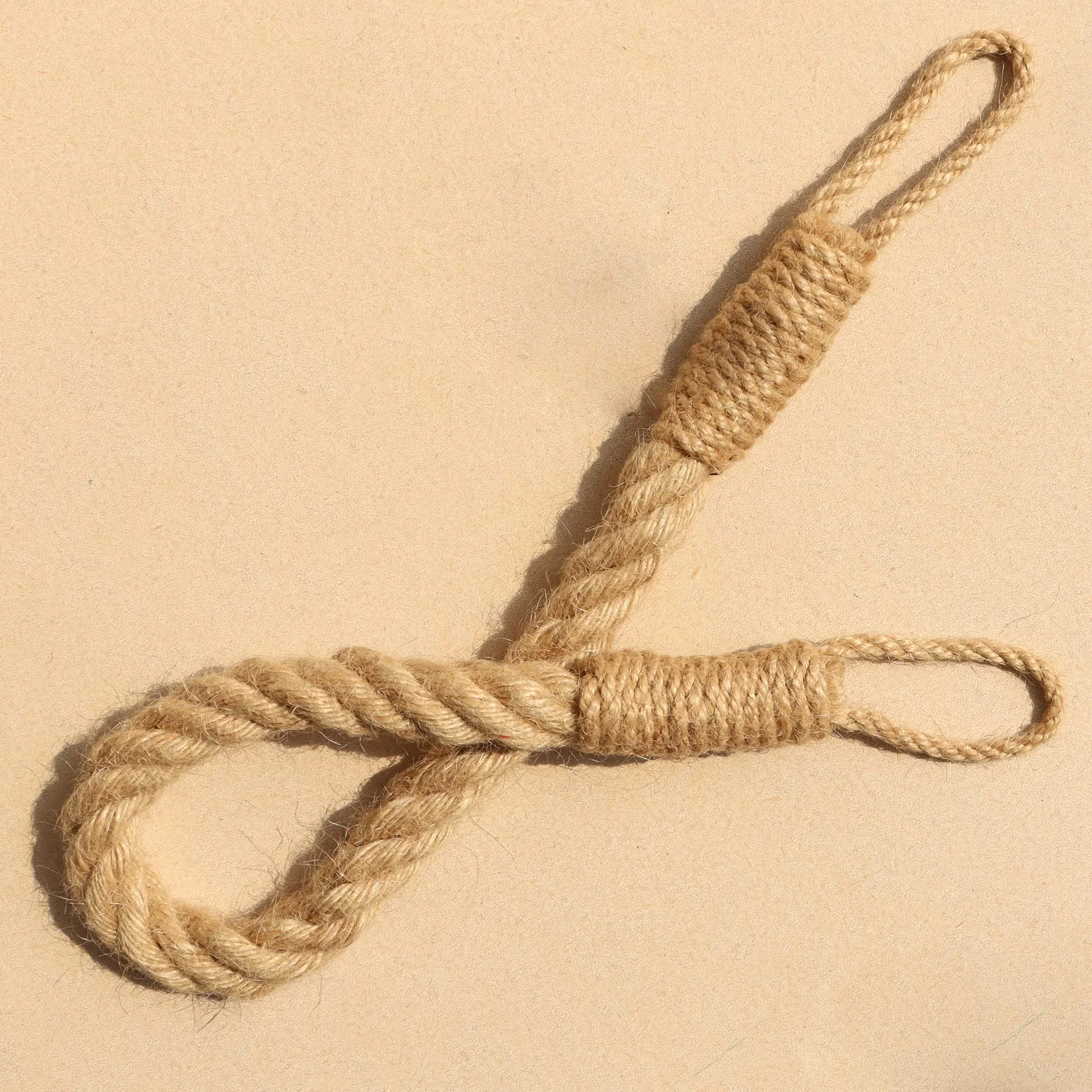 4 fermatende con corda di canapa intrecciata, decorativi fatti a mano, per tende (kaki)