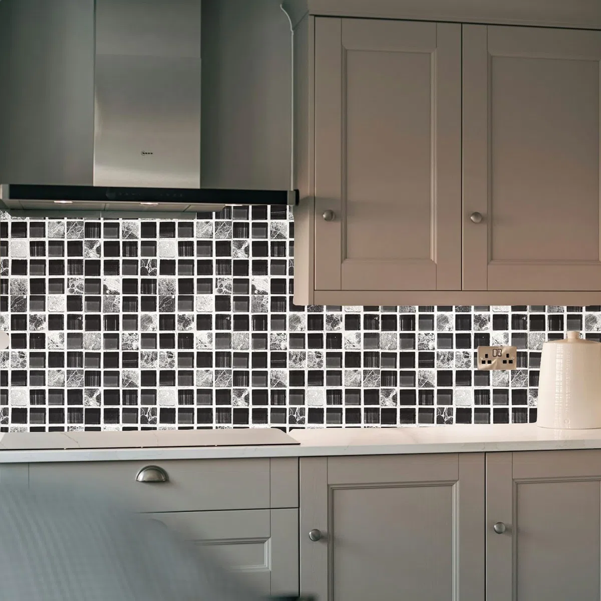 Adesivi per Piastrelle 20x20cm,ESYFOR 24PCS Adesivi da Parete Impermeabili Autoadesivi 3D Mosaico PVC Sticker Piastrelle Adesive per Bagno Cucina Parete Fai da Te
