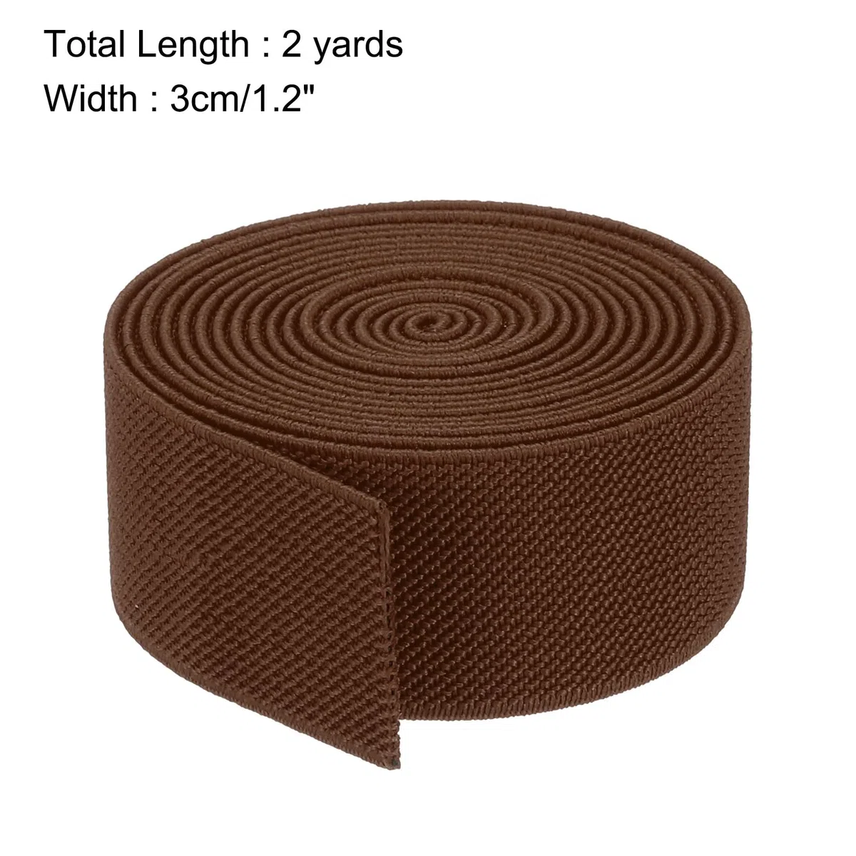 QUARKZMAN Nastro Elastico Largo in Twill Doppio Lato 3cm(1,2") Flat 2 Iarde/6 Piedi Nastro Elastico Tessuto Spola Cinghia Tensione Resistente Marrone per Cucire Cinture
