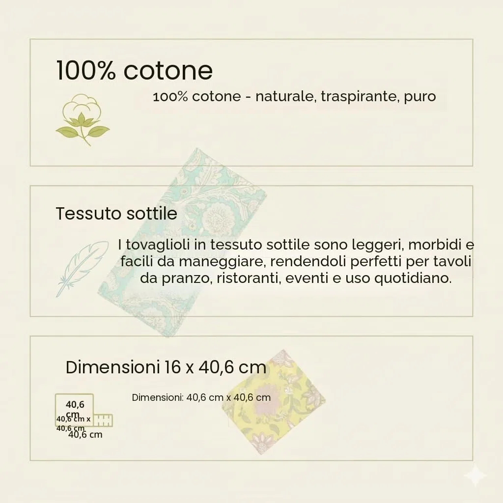 DIYANAIMPEX - 10 tovaglioli di stoffa di cotone con stampa a blocchi fatti a mano, dimensioni 40,6 x 40,6 cm, stampati per la casa, indiani, ecologici, misti (multicolori)