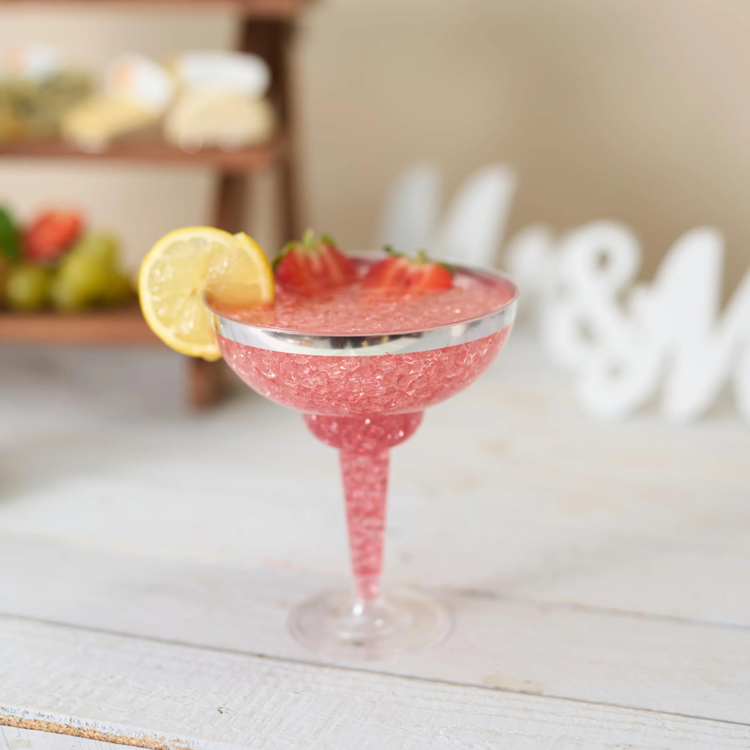 Matana 12 Elegantes Copas de Cóctel Margarita de Plástico con Bordo Argentato (360ml / 12oz) - Resistentes y Reutilizables - Copas Daiquiri Martini para Bodas, Cumpleaños, Navidad y Fiestas
