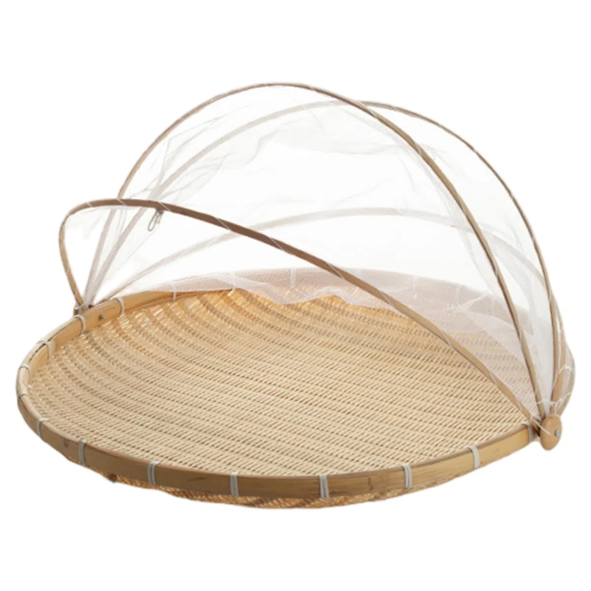 NIDONE Cesto di Frutta con Coperchio, cestini di Frutta in Rete di bambù, Copertura per Tenda per Alimenti Copertura antimosche per Verdure per conservare Il Pane, 30 cm
