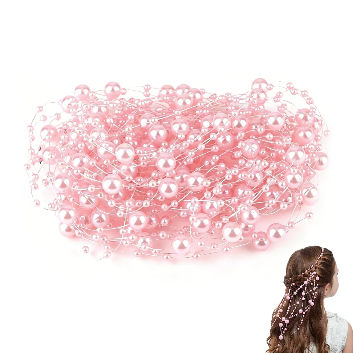 Decorazione con ghirlanda di perle, 10 Metri Artificiale Ghirlanda Fili Perline, Filo con Perle rosa per natalizie Matrimonio decorazione
