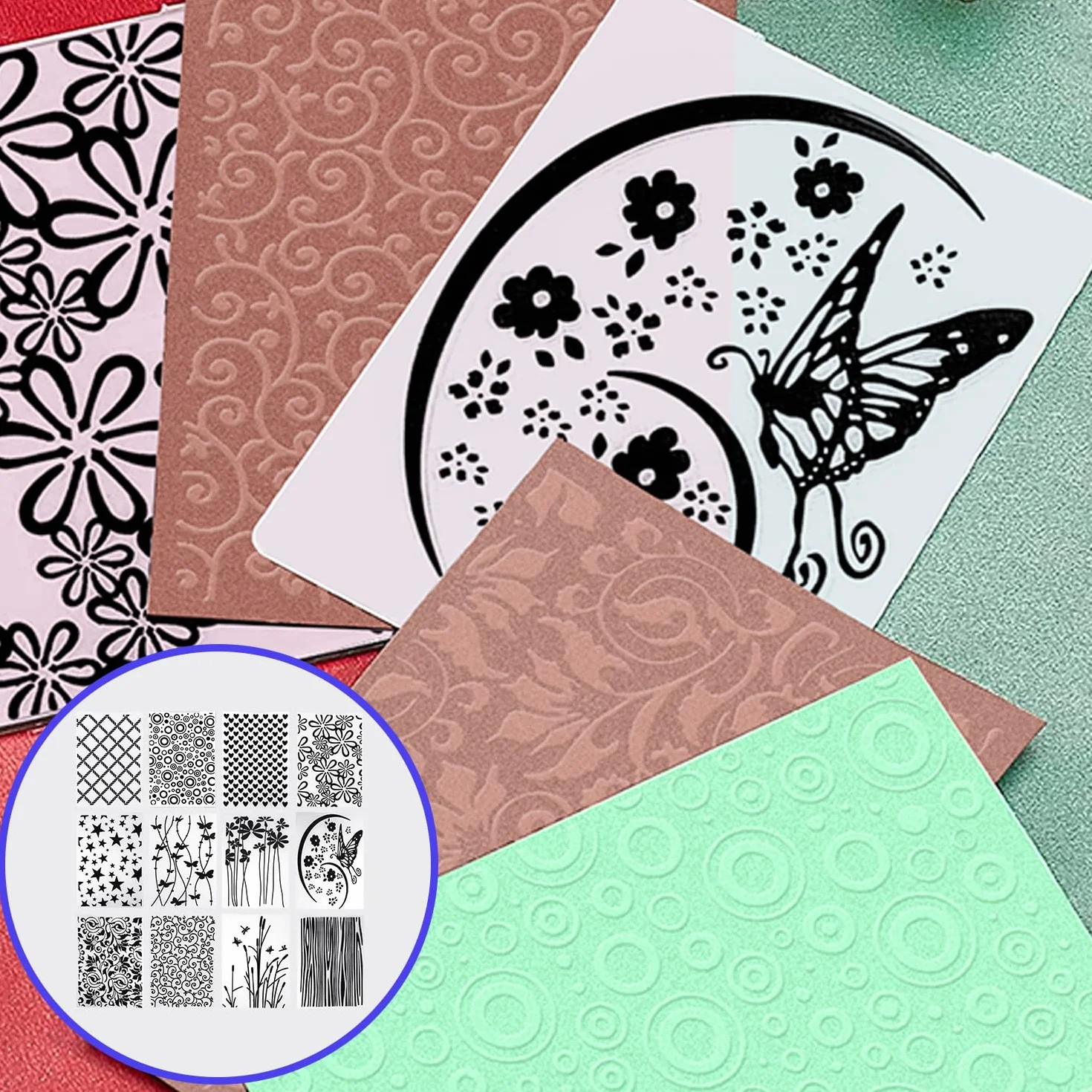 Confezione da 12 cartelline per goffratura, cartine in plastica, cartine per goffratura, cartine trasparenti, per la creazione di biglietti, album fotografici, scrapbooking, decorazione (erba