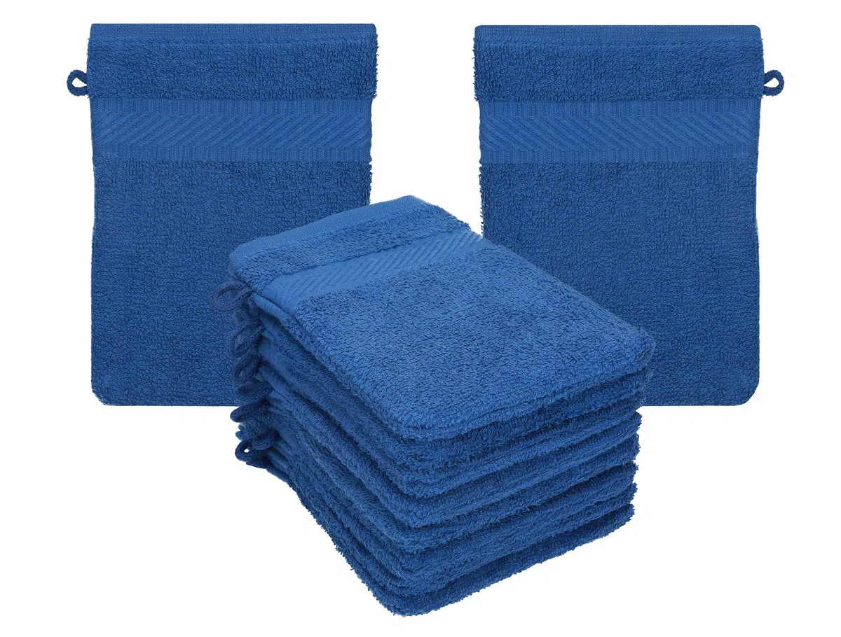 Betz 10 guanti da bagno manopola Palermo 100% cotone misure 16 x 21 cm colore blu