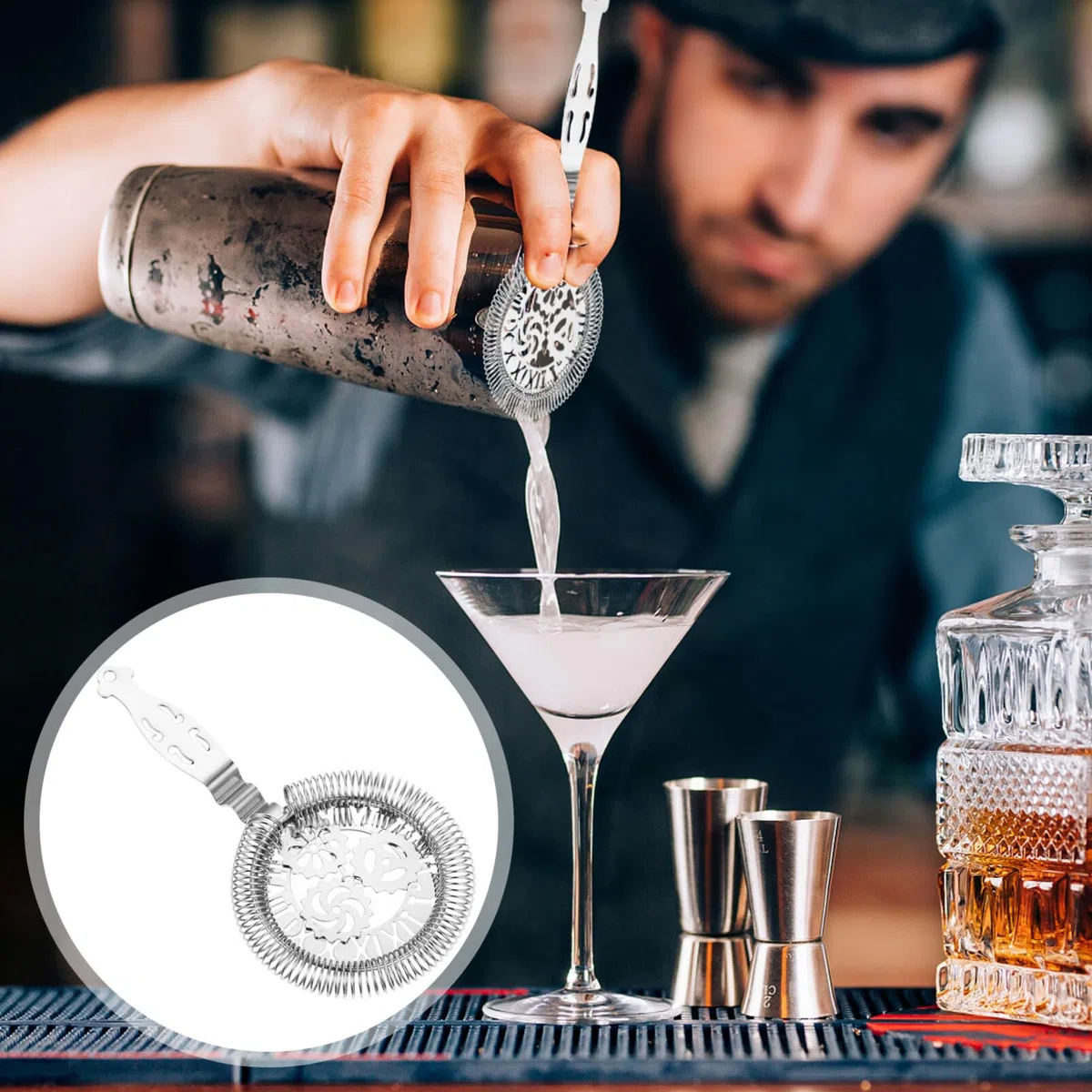 Amosfun 1pezzi Filtratore Inossidabile Per Cocktail Strainer Per Barman Design e Facile Accessorio Bar Per Per Cocktail e Mixing Glasses